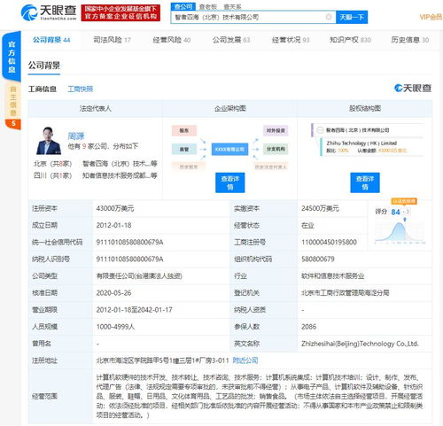 快訊 關(guān)聯(lián)公司注冊(cè)資本大幅提升至4.3億元，彰顯技術(shù)開發(fā)領(lǐng)域擴(kuò)張雄心